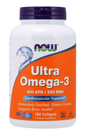 NOW Foods Ultra Omega-3 Fish Oil 180softgels Kwasy EPA DHA