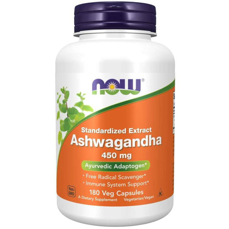 NOW Foods Ashwagandha Extract 450mg 180vkaps. Witania Ospała