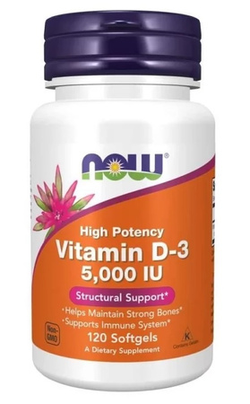 NOW Foods D3 5000IU 120softgels. Witamina D3