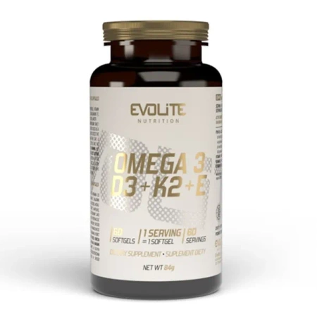 Evolite Omega 3 + D3 + K2mk7 + E 60kaps. Kwasy Tłuszczowe EPA DHA