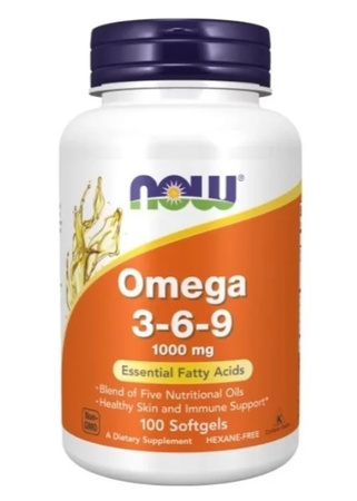 NOW Omega 3-6-9 100softgel. Kwasy tłuszczowe