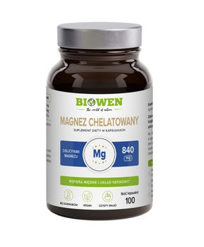 Biowen Magnez Chelatowany (diglicynian magnezu) 840 mg 100 kaps. Magnez Chelatowany