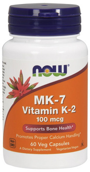 NOW Foods Vitamin K2 MK-7 100mcg 60vcaps. Witamina K2 Mocne Kości 