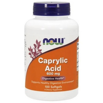 NOW Foods Caprylic Acid 600mg 100softgels. Zdrowe jelita