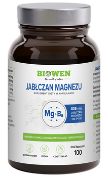 Biowen Jabłczan Magnezu + B6 - 100 kaps. Energia, Spokój i Zdrowe Mięśnie