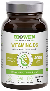 Biowen Witamina D3 - 120 kaps. Witamina D3 Biowen – Słoneczny zastrzyk energii dla Twojego organizmu!