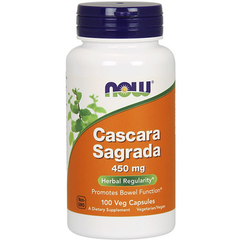 NOW Foods Cascara Sagrada 450mg 100vkaps. Wsparcie Jelit