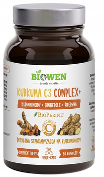 Biowen Kurkuma C3 Complex+ - 60 kaps. Curcumine imbir pieprz czarny piperyna przeciwzapalny antyoksydant