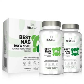 Best Lab Best Mag Day & Night (60+60) - 120kaps. Redukcja stresu i napięcia Magnez